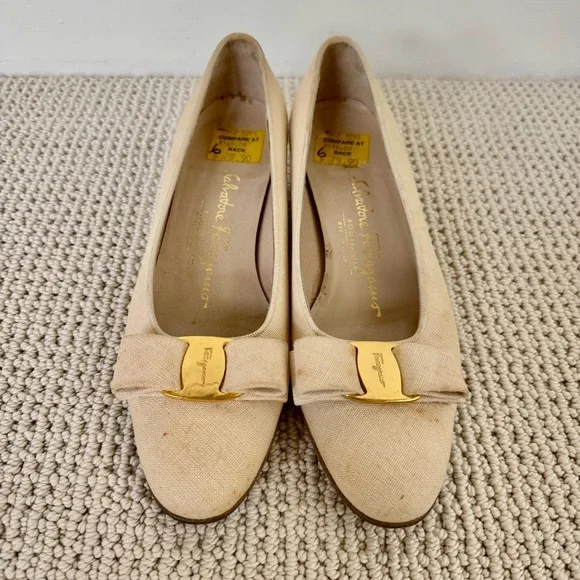 Vintage 90s Ferragamo Vara bow pumps 6B Made in Italy - Picture 5 of 7
